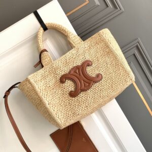 Celine Tan Raffia Small Cabas Thais Tote
